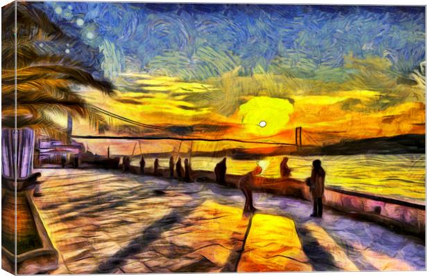 Bosphorus Istanbul Sunset Art Canvas Print by David Pyatt