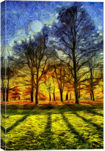 London Park Sunset Art Canvas Print by David Pyatt
