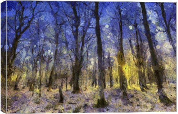 Sunset Forest Van Gogh Canvas Print by David Pyatt