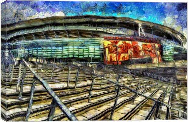Emirates Stadium Van Gogh Canvas Print by David Pyatt