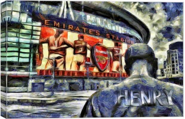 Thierry Henry Statue Emirates Stadium Art Canvas Print by David Pyatt