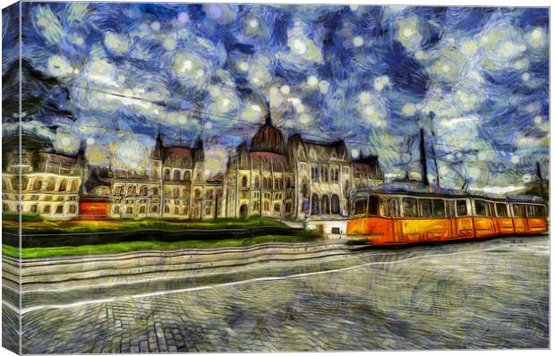 Budapest Parliament Vincent Van Gogh Canvas Print by David Pyatt