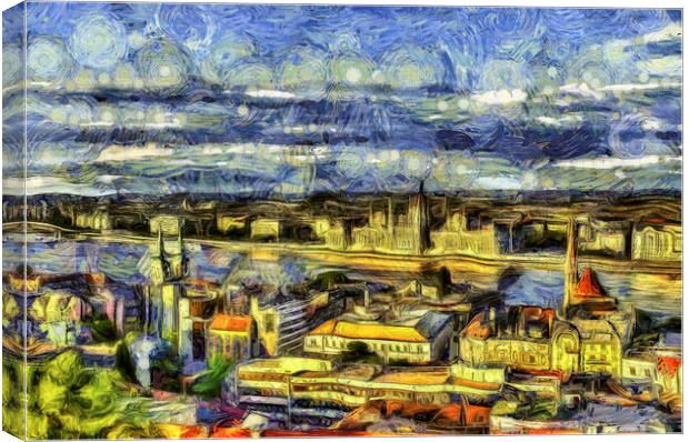 Budapest City Vincent Van Gogh Canvas Print by David Pyatt