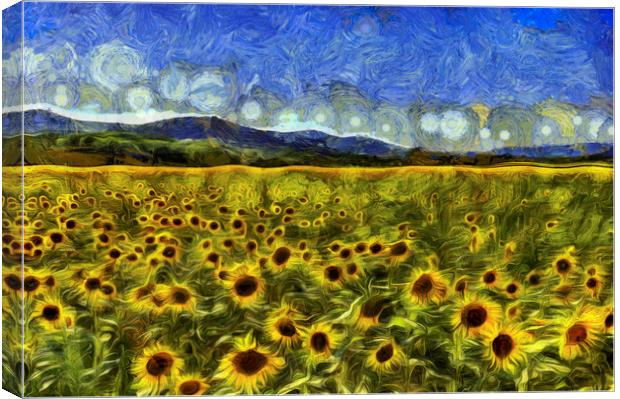 Summer Sunflowers Van Gogh Canvas Print by David Pyatt