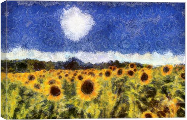 Starry Night Sunflowers Canvas Print by David Pyatt