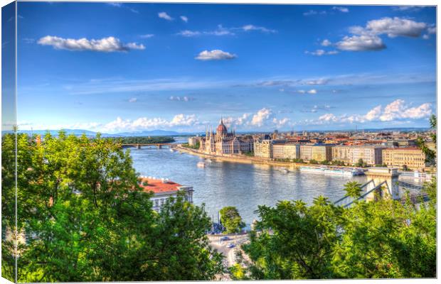 Budapest City Vista Canvas Print by David Pyatt