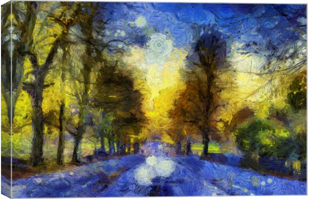 Tree Lined Avenue Van Gogh Canvas Print by David Pyatt