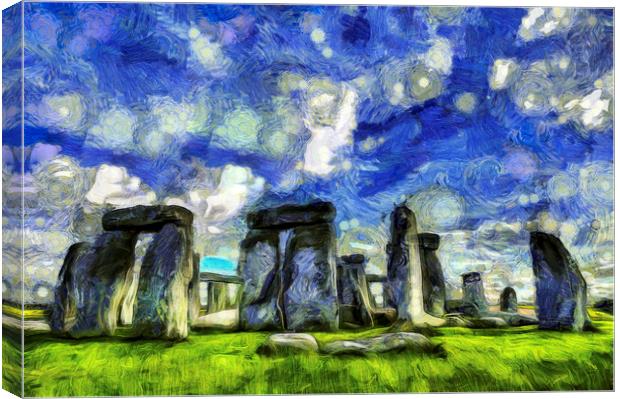 Stonehenge Vincent Van Gogh Canvas Print by David Pyatt