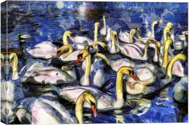 Swans Vincent Van Gogh Canvas Print by David Pyatt