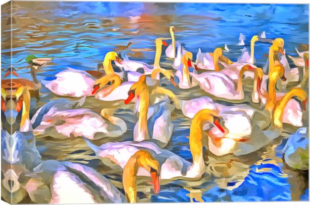 Swans Pop Art Canvas Print by David Pyatt