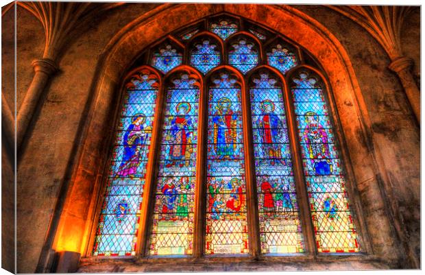 Stained Glass Abbey Window Canvas Print by David Pyatt