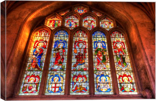 Bath Abbey Stained Glass Window Canvas Print by David Pyatt