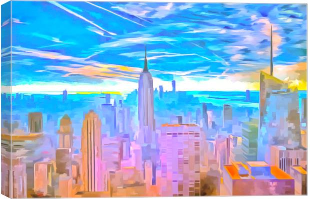 Manhattan Skyline Pop Art Canvas Print by David Pyatt