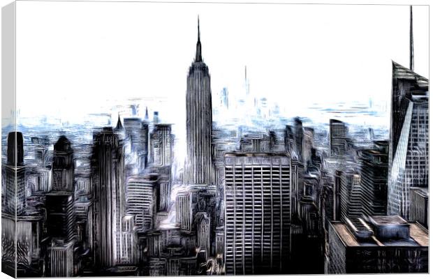 New York Skyline Art Canvas Print by David Pyatt
