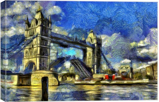 Tower Bridge Van Gogh Canvas Print by David Pyatt