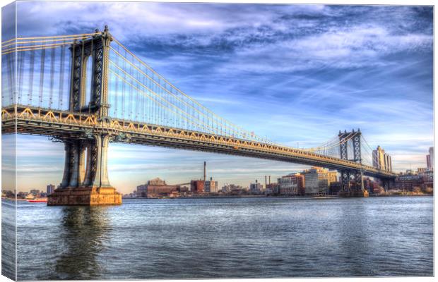 Manhattan Bridge New York Canvas Print by David Pyatt
