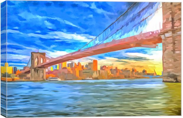 Brooklyn Bridge Pop Art Canvas Print by David Pyatt