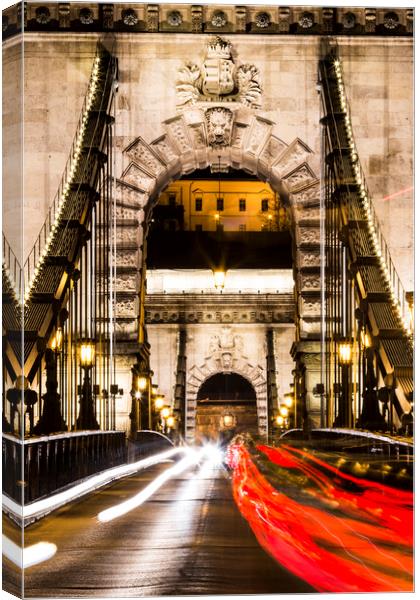 Budapest Chain Bridge Canvas Print by David Pyatt