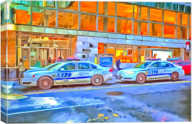 NYPD Cars Pop Art Canvas Print by David Pyatt