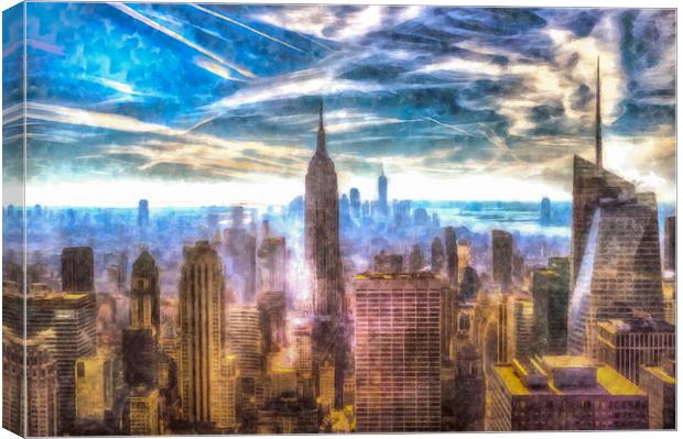Manhattan Skyline Art Canvas Print by David Pyatt