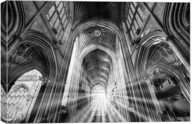 Bath Abbey Sun Rays Canvas Print by David Pyatt