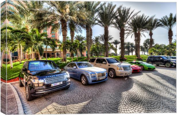 Luxury Cars Dubai Canvas Print by David Pyatt