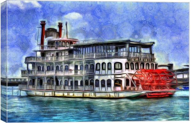 New Orleans Paddle Steamer Art Canvas Print by David Pyatt