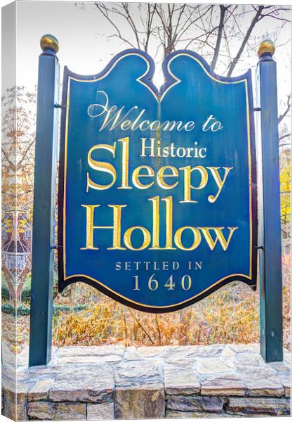 Sleepy Hollow Town Sign Canvas Print by David Pyatt