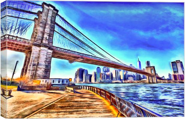 Brooklyn Bridge Art Canvas Print by David Pyatt