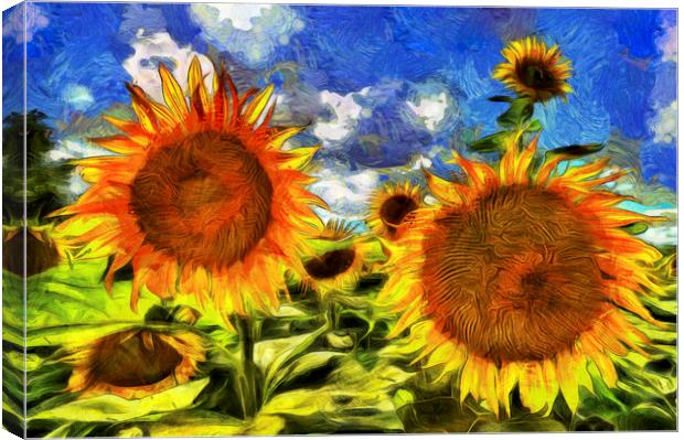 Sunflowers Van Gogh Canvas Print by David Pyatt