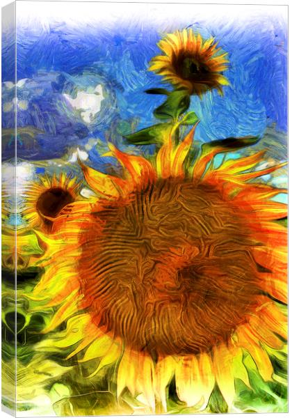 Sunflowers Van Gogh Art Canvas Print by David Pyatt