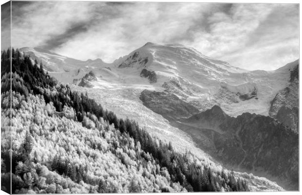 Mont Blanc Monochrome Canvas Print by David Pyatt