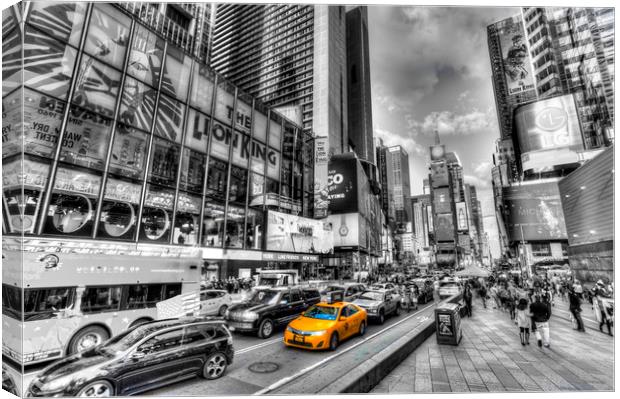Times Square Yellow Cab Canvas Print by David Pyatt
