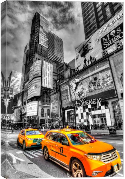 New York Yellow Cab Canvas Print by David Pyatt