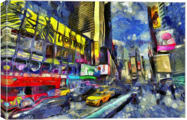 Times Square Van Gogh Canvas Print by David Pyatt