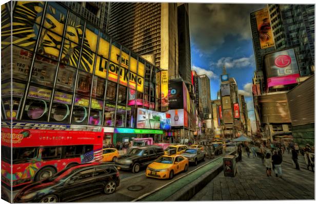 New York Art Times Square Canvas Print by David Pyatt