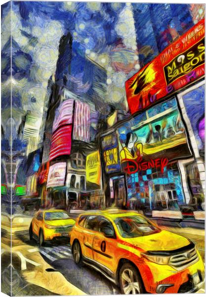 New York Taxis Art Canvas Print by David Pyatt