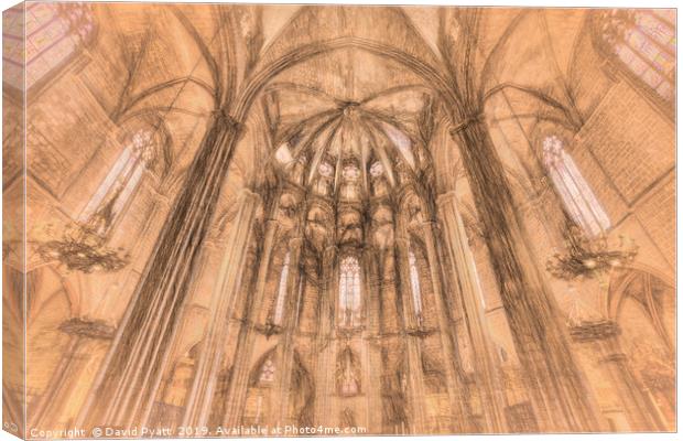 Barcelona Cathedral da Vinci Art  Canvas Print by David Pyatt