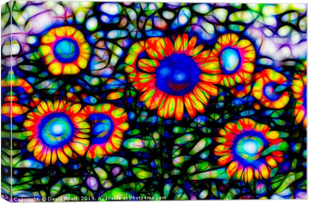 Stained Glass Sunflowers  Canvas Print by David Pyatt