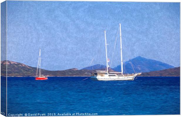 Aegean Sea Ships Art Canvas Print by David Pyatt