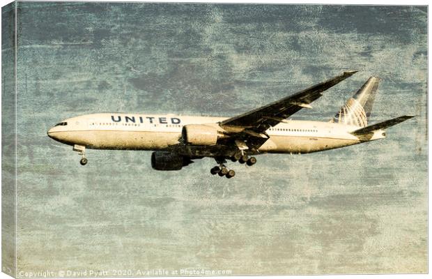 United Airlines Weathered Metal    Canvas Print by David Pyatt