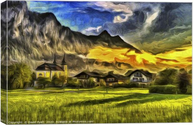 Austrian Alps Church Van Gogh Canvas Print by David Pyatt