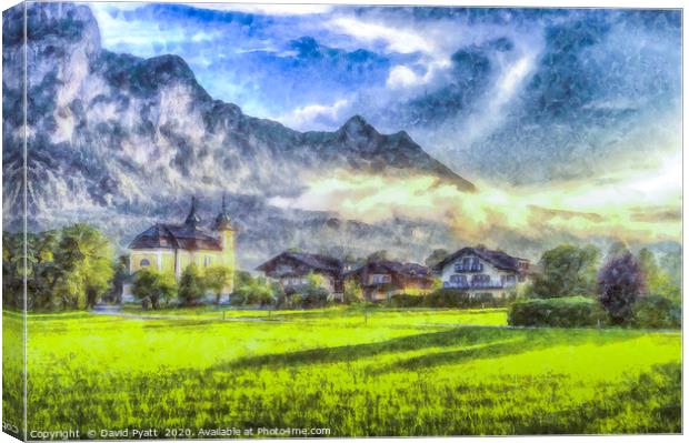 Austrian Alps Church Art Canvas Print by David Pyatt