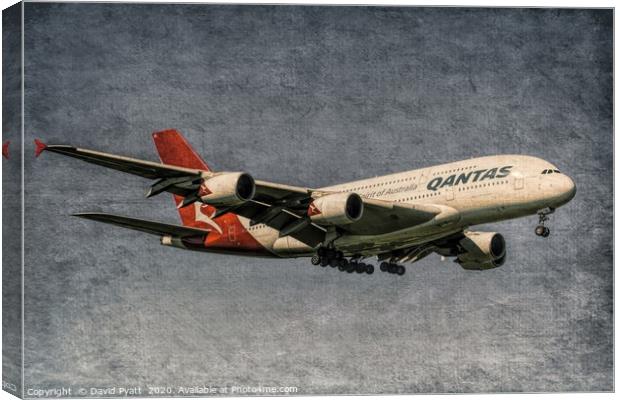 Qantas Airbus A380 Metal Canvas Print by David Pyatt