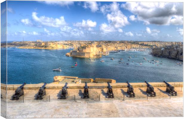 Saluting Battery Valletta Harbour  Canvas Print by David Pyatt