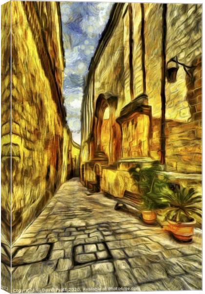 Mdina Street Malta Van Gogh Canvas Print by David Pyatt