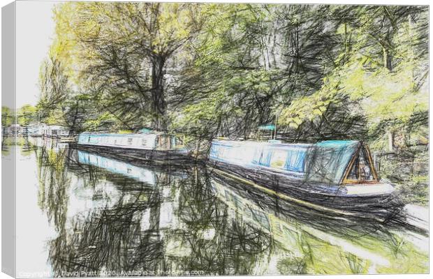 Narrow Boats Little Venice Art  Canvas Print by David Pyatt