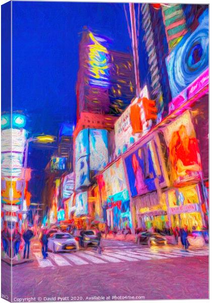 Times Square Night Art Canvas Print by David Pyatt