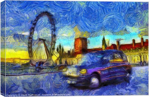London Taxi Van Gogh Canvas Print by David Pyatt