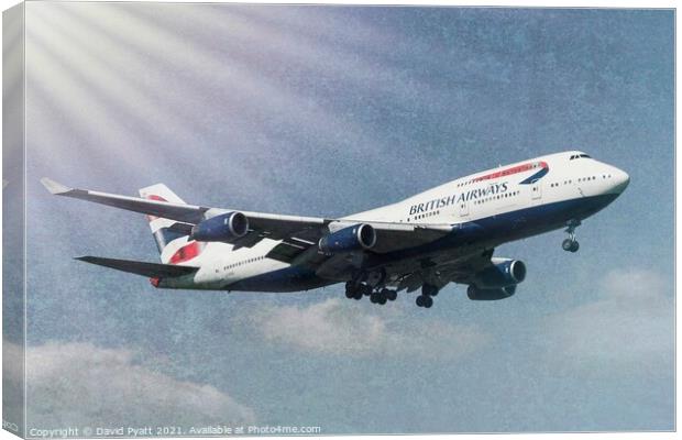 Boeing 747 Sun Shining  Canvas Print by David Pyatt